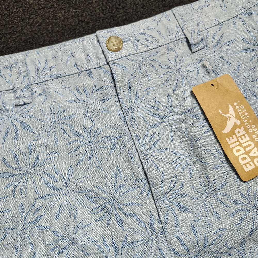 Eddie Bauer Blue Mr Camano Short 2.0 Palm Leaf Print Men's Size 40 New